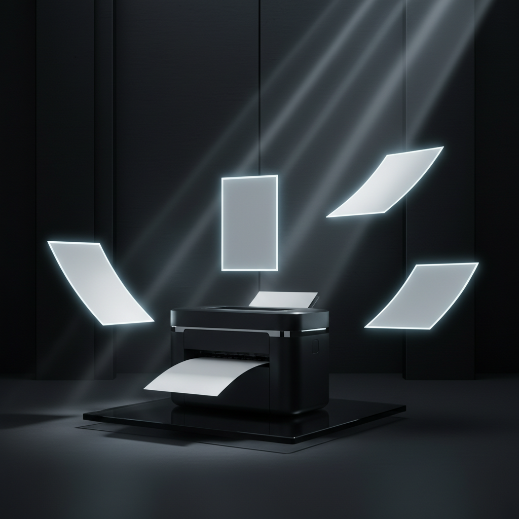 Clean white glow tech background for Wireless Printer