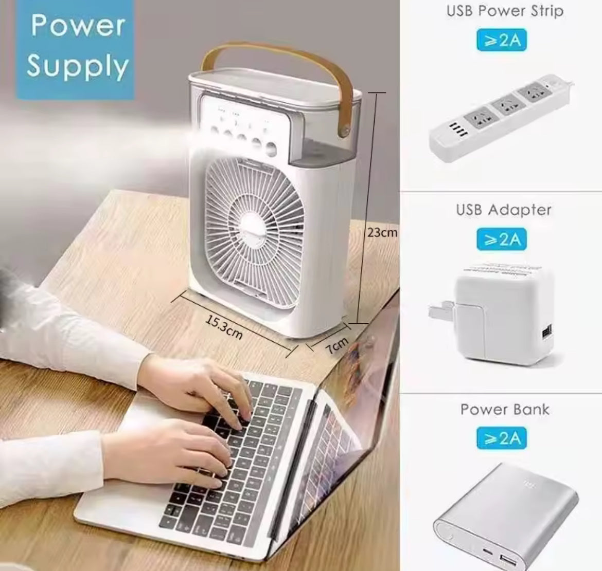 ❄️ 3-in-1 Portable Mini Air Cooler (Fan + Humidifier + LED Night Light) — Shopify Description